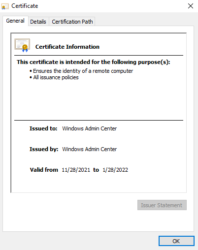 Creating and Distributing a Self Signed Windows Admin Center